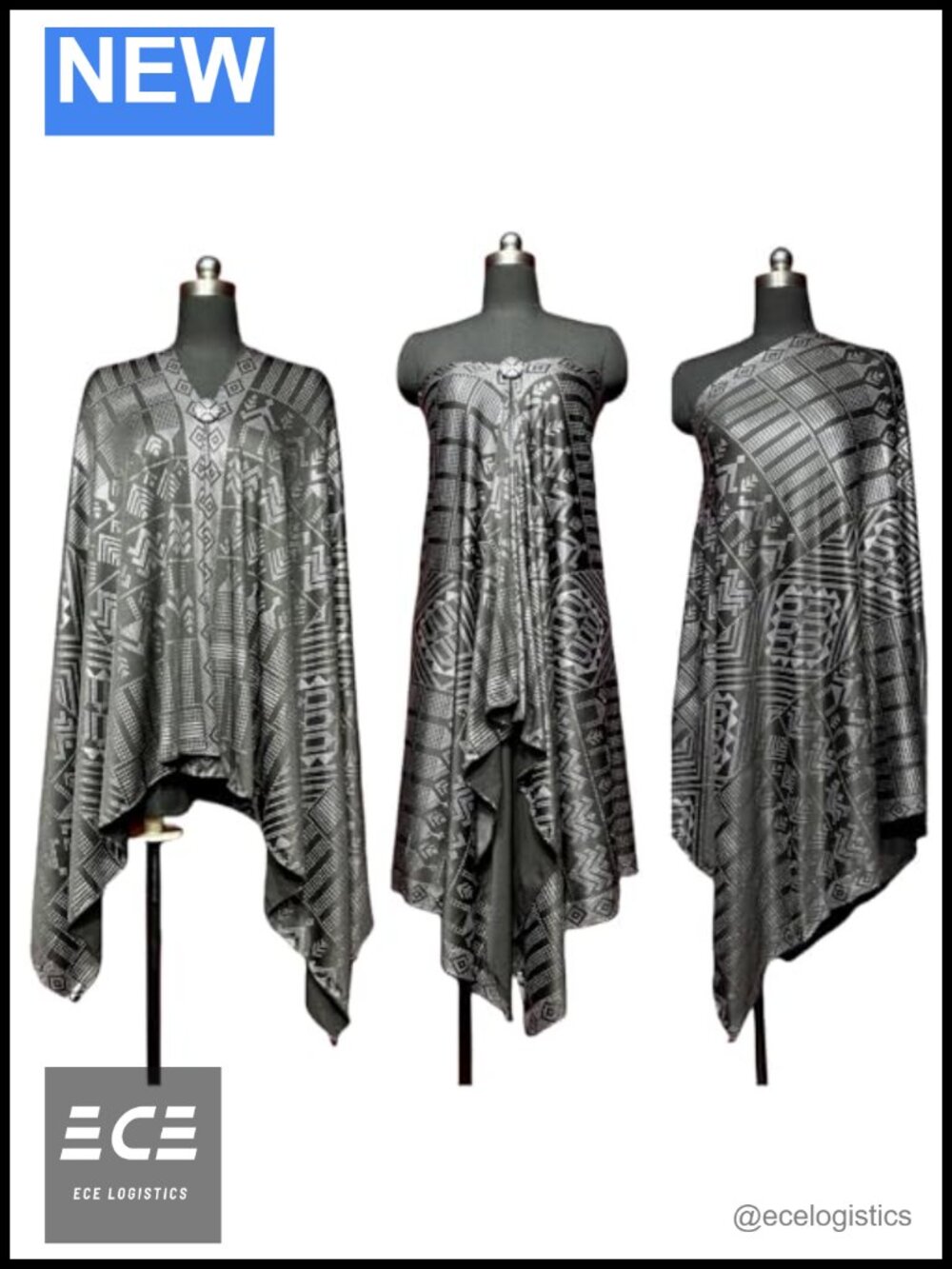 Milk Silk Vintage 1920s Style Long Scarf Faux Assuit Foil Print Embossed